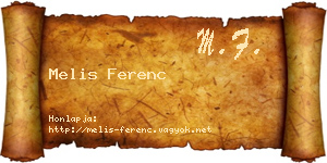 Melis Ferenc névjegykártya